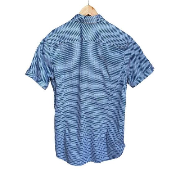 Ted Baker Men's Big & Tall Geometric Blue Short Sleeve Shirt size Large/4 - Picture 2 of 5